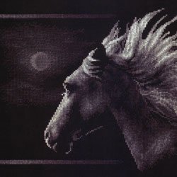 画像1: クロスステッチキット 月夜の馬 (PANNA J-0527)
