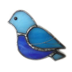 画像1: ステンドグラス　ブローチ　青い鳥