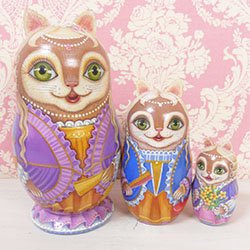 画像1: 【OUTLET15％OFF】マトリョーシカ　猫の貴婦人　ブルー