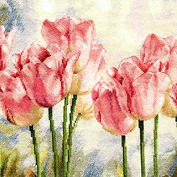 画像1: クロスステッチキット ピンク色のチューリップ (Alisa АЛИСА アリサ 2-37)
