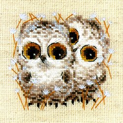 画像1: クロスステッチキット ちいさなフクロウさんたち (RIOLIS・リオリス・1755)