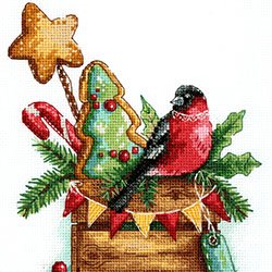 画像1: クロスステッチ キット 小鳥からの贈り物 (PANNA J-7164 クリスマス)