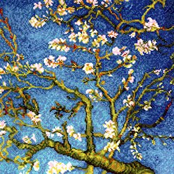 画像1: クロスステッチキット  ゴッホ 花咲くアーモンドの木の枝 (RIOLIS・リオリス・1698)
