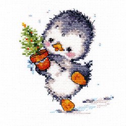 画像1: クロスステッチキット クリスマスのペンギンさん (Alisa АЛИСА アリサ 0-133)