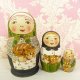 タマラさんの娘オリガさんのノスタルジック マトリョーシカ ねこ 7.5cm 3人組