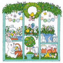 画像1: クロスステッチキット Easter Window (RIOLIS・リオリス・2074)