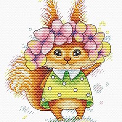 画像1: クロスステッチ キット 花冠のリスさん (MP studia MPスタジオ M-224)