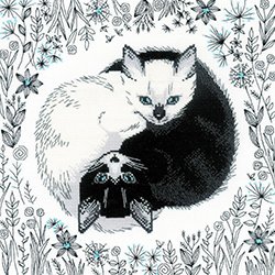 画像1: クロスステッチ キット 白猫と黒猫 陰と陽 (RIOLIS・リオリス・2150)