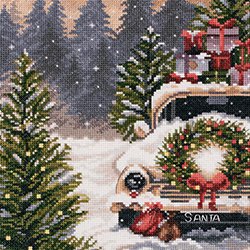 画像1: クロスステッチキット CHRISTMAS CAR (PANNA パンナ M-7350)
