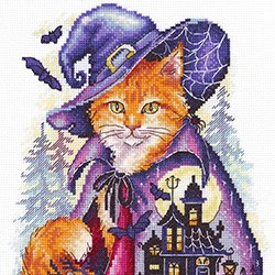 画像1: クロスステッチキット 魔法使いの猫 ハロウィン (MPstudia MPスタジオ HB-842)