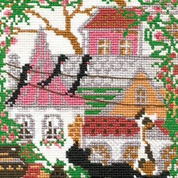 画像1: クロスステッチ キット 町と猫・夏 (RIOLIS・リオリス・612）