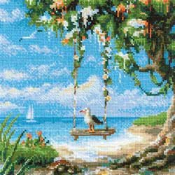 画像1: クロスステッチキット 海辺のブランコ (RIOLIS・リオリス・2215)