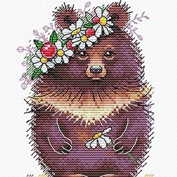 画像1: クロスステッチ キット 花冠のクマさん (MP studia MPスタジオ M-228)