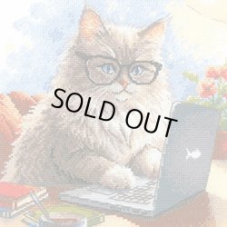 画像1: クロスステッチキット 猫とパソコン Writer of Meowmoirs (RIOLIS・リオリス・2263)