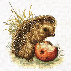クロスステッチキット ハリネズミとリンゴ