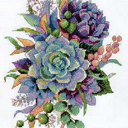 ロシアのクロスステッチ刺繍キット、多肉植物 (PANNA C-7145) ロシアのクロスステッチ刺繍キット、多肉植物 (PANNA C-7145)